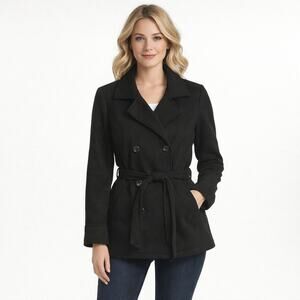 Maralyn & Me Pea Coat Jacket. XL- Black with Quilted lining. Cotton Blend